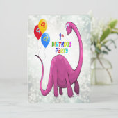 Dinosaur 9. Geburtstagsparty Einladung (Stehend Vorderseite)