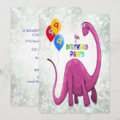 Dinosaur 9. Geburtstagsparty Einladung (Vorne/Hinten)