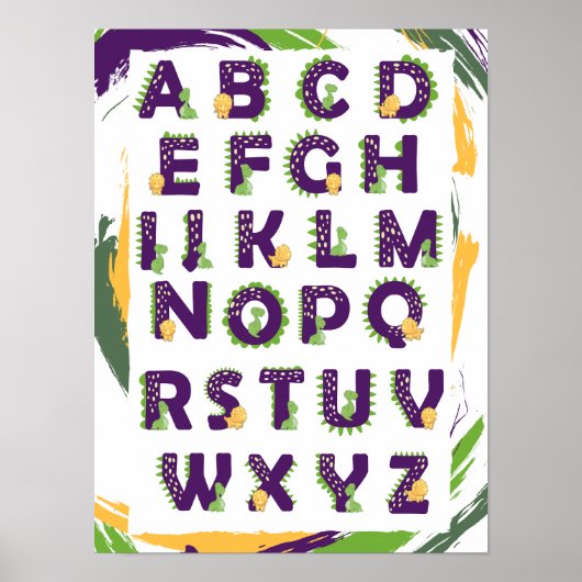 Dinosaur ABC Alphabet Niedlich Poster (Vorne)