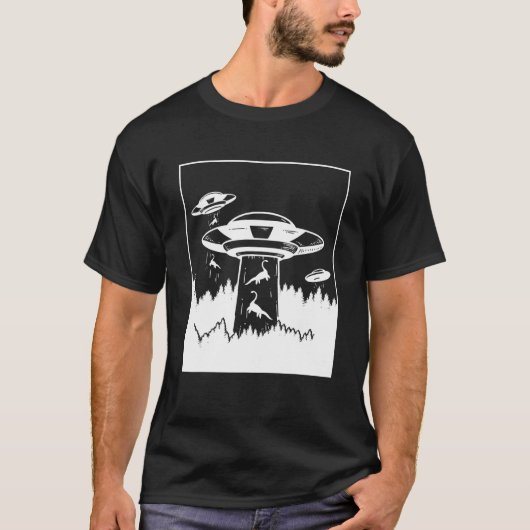 Dinosaur Abduction Alien Sci-Fi UFO Extraterrestri T-Shirt (Vorderseite)