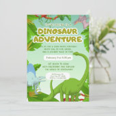 Dinosaur-Abenteuer-Geburtstagsfeier Einladung (Stehend Vorderseite)