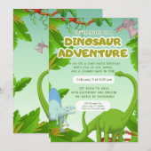 Dinosaur-Abenteuer-Geburtstagsfeier Einladung (Vorne/Hinten)