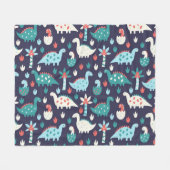 Dinosaur-Abenteuer-Nahtloses Design Fleecedecke (Vorderseite (Horizontal))