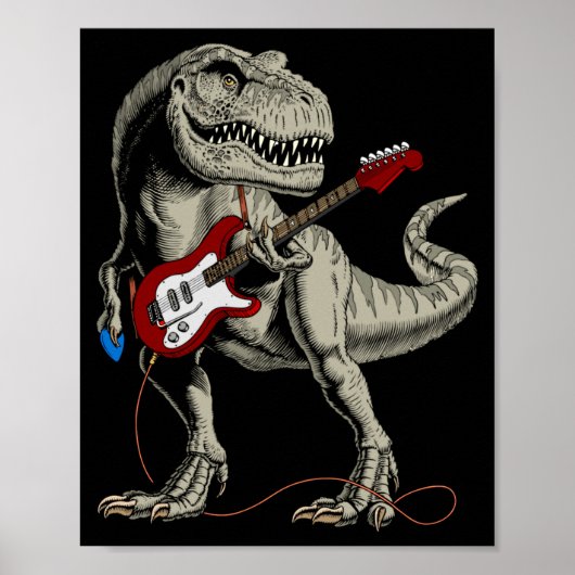 Dinosaur Acoustic Electric B Guitar Player  Poster (Vorne)