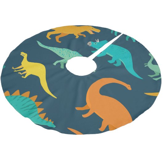 Dinosaur Adventure: Das Kinderzimmer der Kinder Polyester Weihnachtsbaumdecke (Schrägansicht)