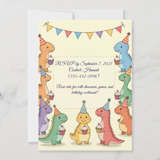 Dinosaur Adventure Geburtstagseinladung Einladung (Rückseite)