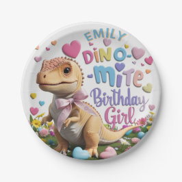 Dinosaur Adventure Girl Happy Birthday Pappteller