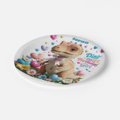 Dinosaur Adventure Girl Happy Birthday Pappteller (Schrägansicht)