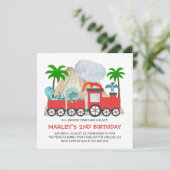 Dinosaur Adventure Train Birthday Party Einladung (Stehend Vorderseite)