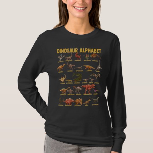 Dinosaur Alphabet Dino Typen Identifikation A T-Shirt (Vorderseite)