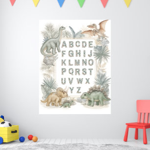 Dinosaur-Alphabet-Kinderzimmer-Wasserfarbenposter Poster