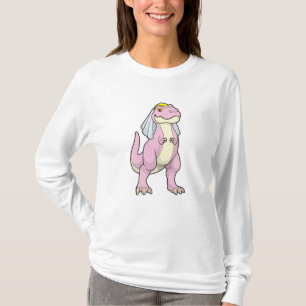 Dinosaur als Braut auf Hochzeit mit Schleier T-Shirt