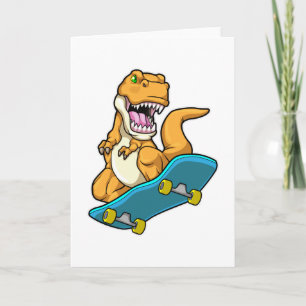 Dinosaur als Skater mit Skateboard Karte