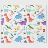 Dinosaur Animal Dino Geburtstagsparty Personalisie Geschenkpapier (Flach)