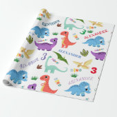 Dinosaur Animal Dino Geburtstagsparty Personalisie Geschenkpapier (Ungerollt)
