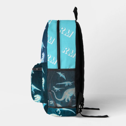 Dinosaur Aquamarin Moderne Fun Fluorescent Printed Bedruckter Rucksack (Rechts)