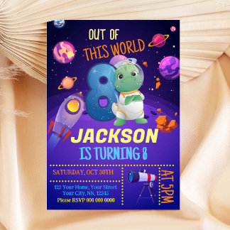 Dinosaur Astronaut 8. Geburtstag Einladung