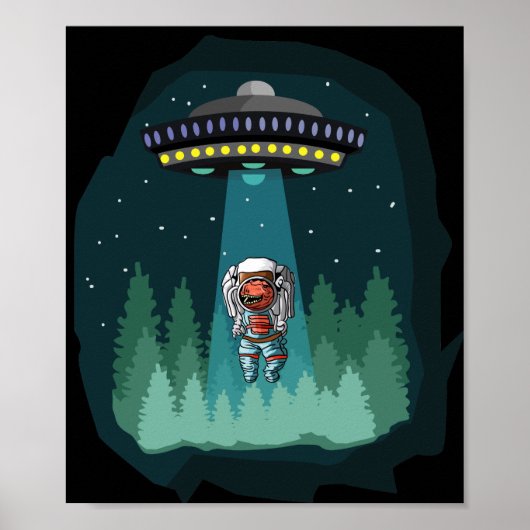 Dinosaur Astronaut UFO T-Rex Poster (Vorne)