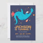 Dinosaur Astronaut WeltraumKindergeburtstag Einladung (Vorderseite)