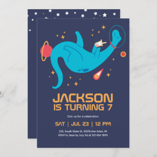 Dinosaur Astronaut WeltraumKindergeburtstag Einladung