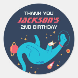 Dinosaur Astronauten Weltraum Kindergeburtstag Par Runder Aufkleber