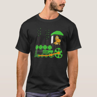 Dinosaur auf dem Zug St Patrick's Day Train Irish T-Shirt