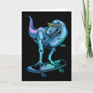 Dinosaur auf Skateboard Skateboard fahrender Dinos Karte
