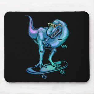 Dinosaur auf Skateboard Skateboard fahrender Dinos Mousepad