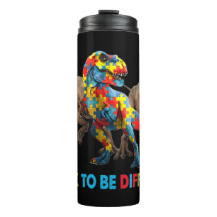 Dinosaur Autism Awareness design features a dinosa Thermosbecher
