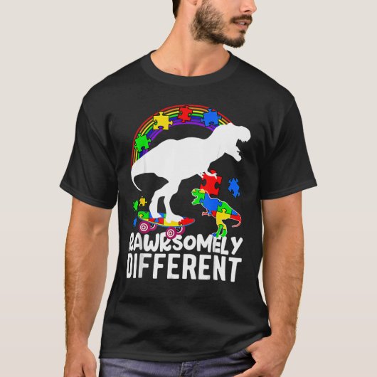 Dinosaur Autism Awareness Puzzle Rawrsomely Differ T-Shirt (Vorderseite)