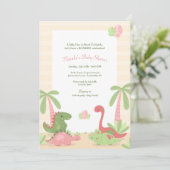Dinosaur Babies Baby Dusche Einladung (Stehend Vorderseite)