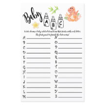 DINOSAUR BABY ABC BABY SHOWER SPIELKARTE
