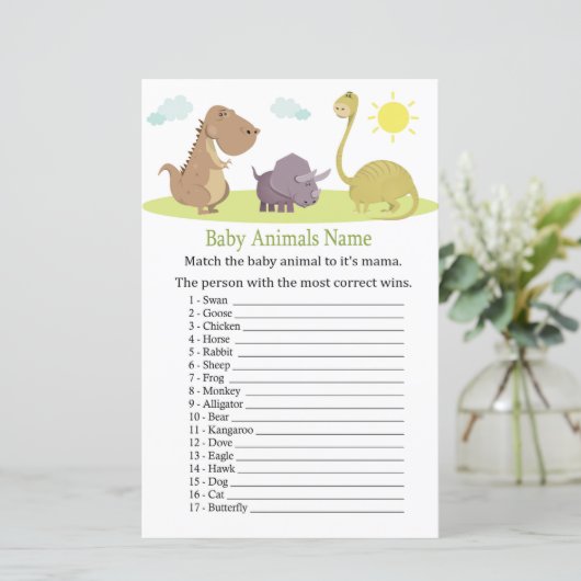 Dinosaur Baby Animals Name Game (Stehend Vorderseite)