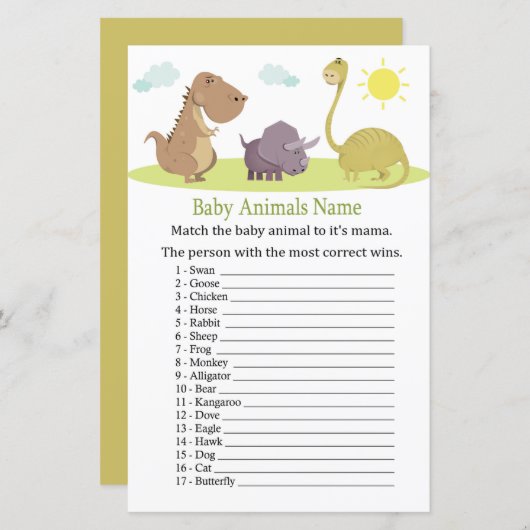 Dinosaur Baby Animals Name Game (Vorne/Hinten)