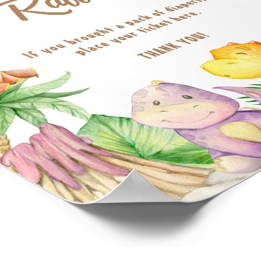 Dinosaur Baby Diaper Raffle Poster (Ecke)