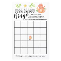 Dinosaur Baby Dusche Bingo Game Card