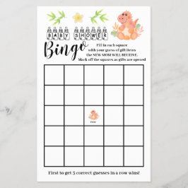 Dinosaur Baby Dusche Bingo Game Card Flyer