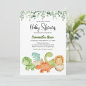 Dinosaur Baby Dusche Einladung (Stehend Vorderseite)