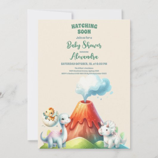 Dinosaur Baby Dusche Einladung (Vorderseite)