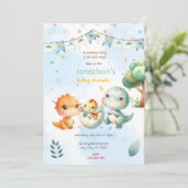 Dinosaur Baby Dusche Einladung (Stehend Vorderseite)