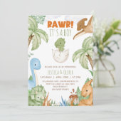 DINOSAUR Baby Dusche Einladung, Dino Baby Dusche Einladung (Stehend Vorderseite)