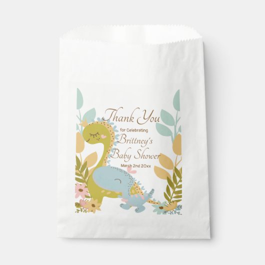 Dinosaur Baby Dusche Einladung, Geschlecht neutral Geschenktütchen (Vorderseite)