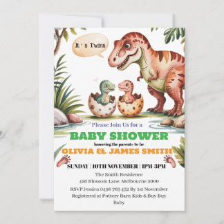 Dinosaur Baby Dusche für Twins Custom Einladung