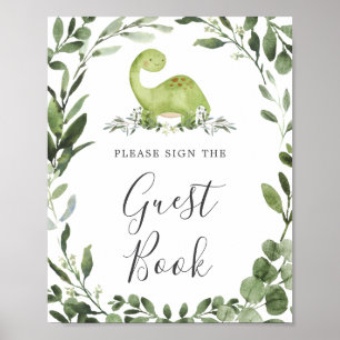 Dinosaur Baby Dusche Gästebuch Schild
