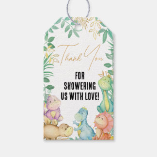 Dinosaur Baby Dusche Vielen Dank für Ihre Unterstü Geschenkanhänger