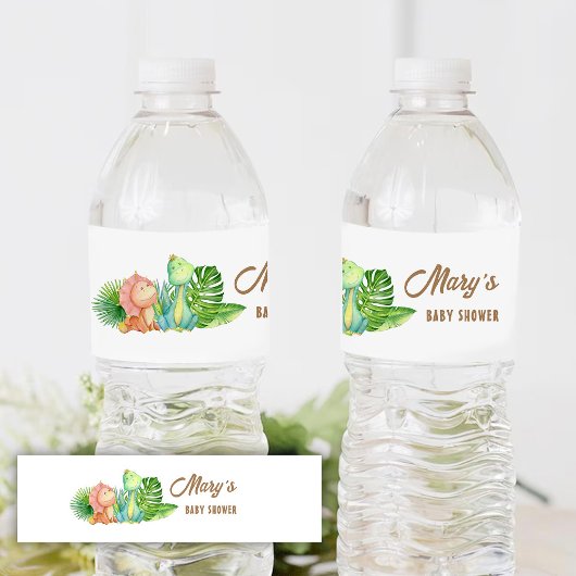 Dinosaur Baby Dusche Wasserflaschenetikett