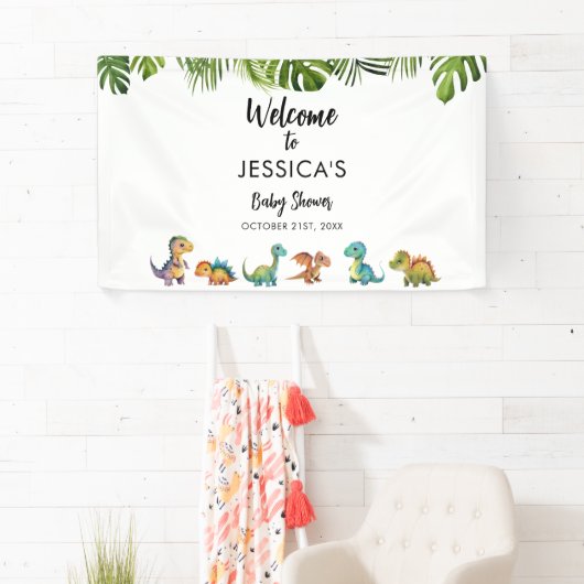 Dinosaur Baby Dusche Willkommen Banner (Insitu)
