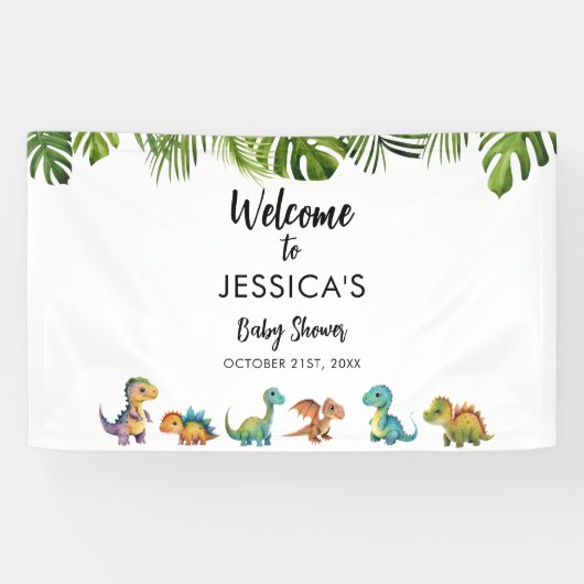 Dinosaur Baby Dusche Willkommen Banner (Horizontal)