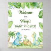 Dinosaur Baby Dusche Willkommen Poster (Vorne)