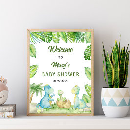 Dinosaur Baby Dusche Willkommen Poster